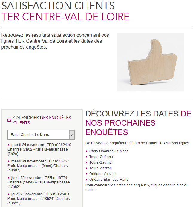 Satisfaction clients TER Centre-Val de Loire
